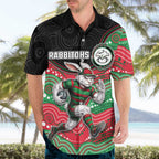 Custom Rabbitohs Hawaiian Shirt Rabbit Mascot With Aboriginal Indigenous