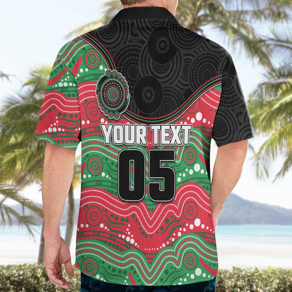 Custom Rabbitohs Hawaiian Shirt Rabbit Mascot With Aboriginal Indigenous