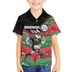 Custom Rabbitohs Hawaiian Shirt Rabbit Mascot With Aboriginal Indigenous