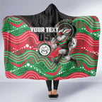 Custom Rabbitohs Hooded Blanket Rabbit Mascot With Aboriginal Indigenous