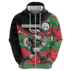 Custom Rabbitohs Hoodie Rabbit Mascot With Aboriginal Indigenous