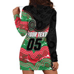 Custom Rabbitohs Hoodie Dress Rabbit Mascot With Aboriginal Indigenous