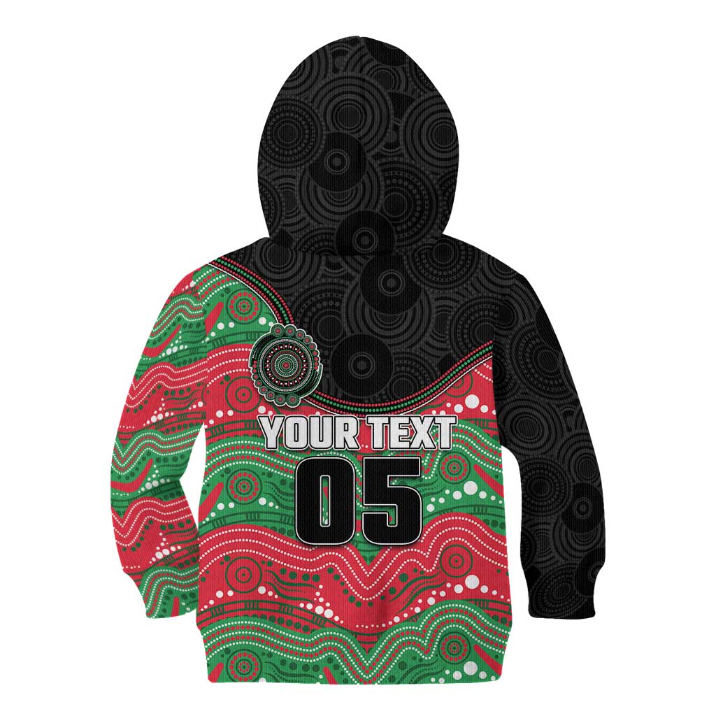 Custom Rabbitohs Kid Hoodie Rabbit Mascot With Aboriginal Indigenous