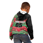 Custom Rabbitohs Kid Hoodie Rabbit Mascot With Aboriginal Indigenous