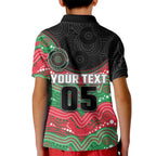 Custom Rabbitohs Kid Polo Shirt Rabbit Mascot With Aboriginal Indigenous