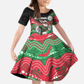 Custom Rabbitohs Kid Short Sleeve Dress Rabbit Mascot With Aboriginal Indigenous