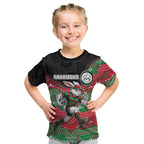 Custom Rabbitohs Kid T Shirt Rabbit Mascot With Aboriginal Indigenous