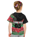 Custom Rabbitohs Kid T Shirt Rabbit Mascot With Aboriginal Indigenous