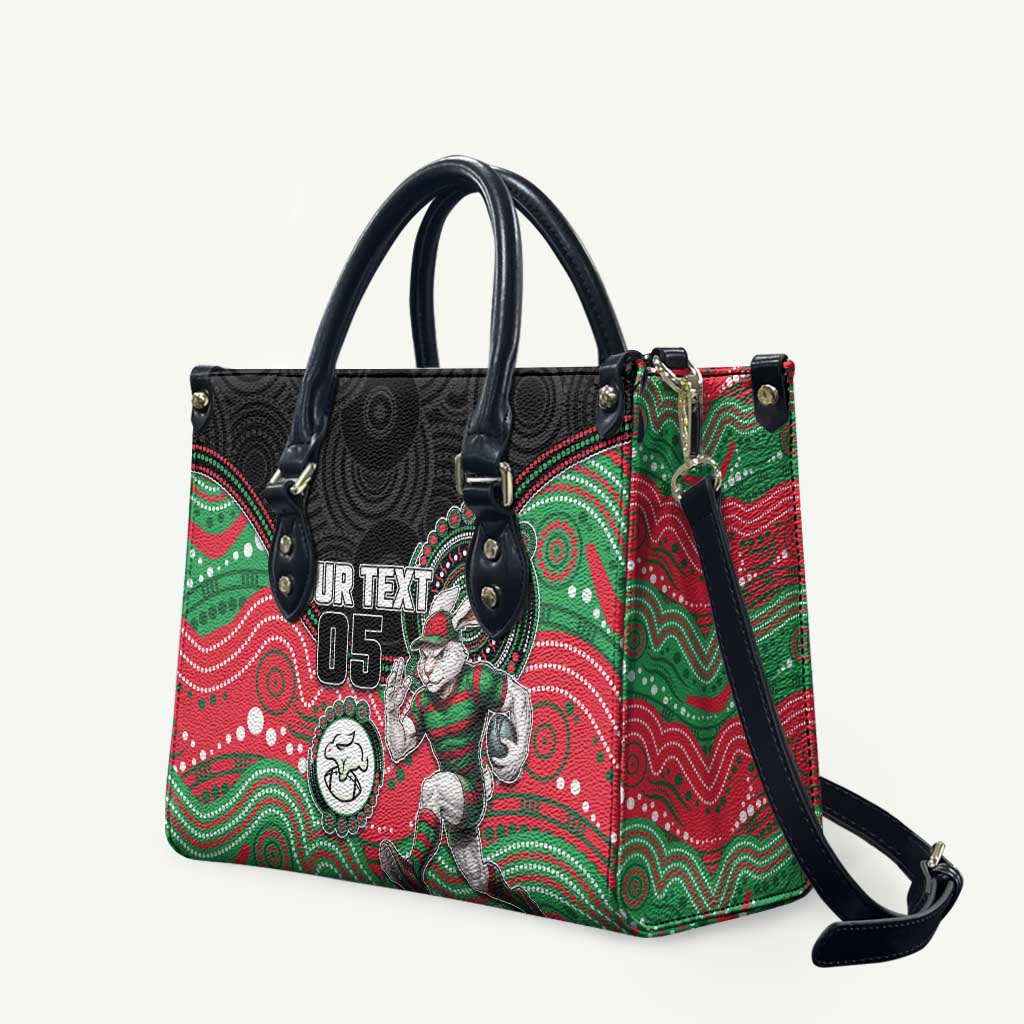 Custom Rabbitohs Leather Bag Rabbit Mascot With Aboriginal Indigenous