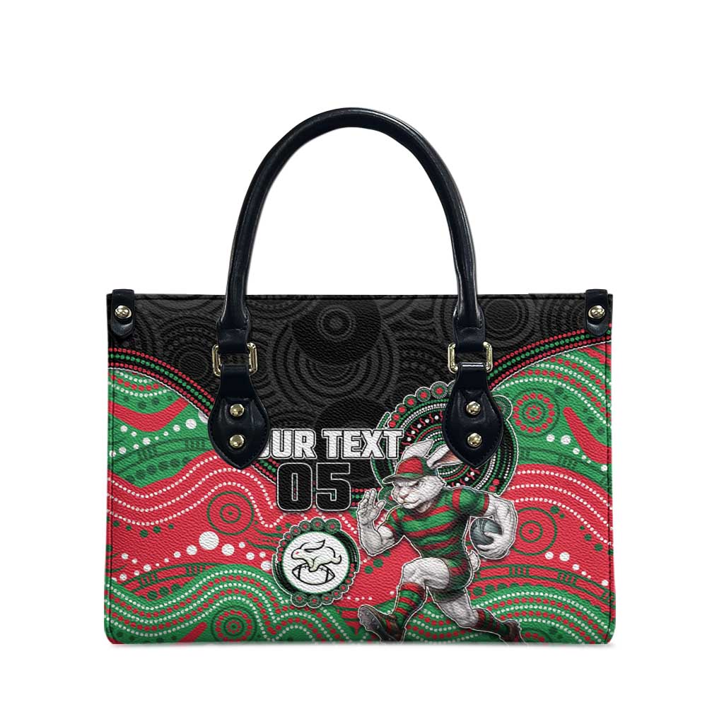 Custom Rabbitohs Leather Bag Rabbit Mascot With Aboriginal Indigenous