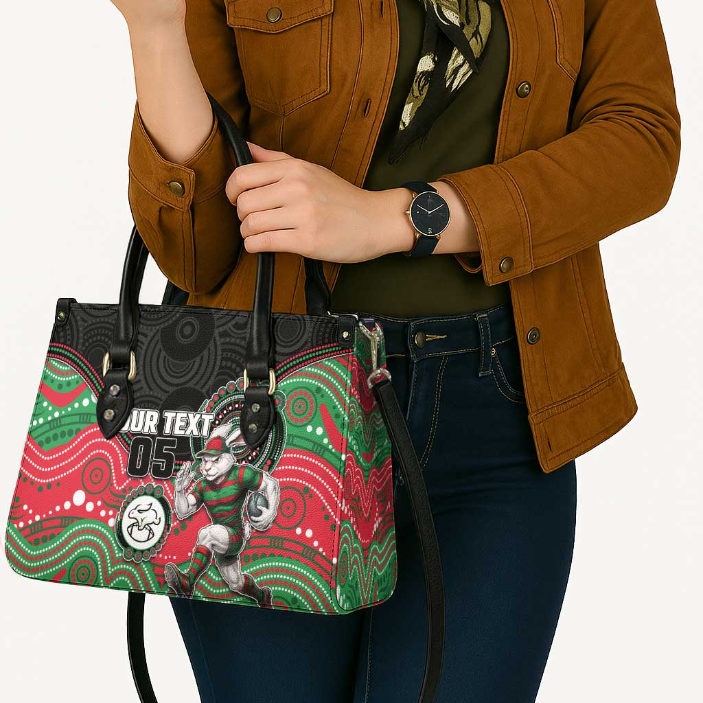 Custom Rabbitohs Leather Bag Rabbit Mascot With Aboriginal Indigenous