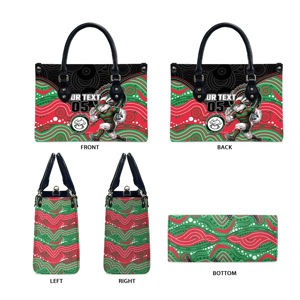 Custom Rabbitohs Leather Bag Rabbit Mascot With Aboriginal Indigenous