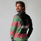 Custom Rabbitohs Long Sleeve Polo Shirt Rabbit Mascot With Aboriginal Indigenous