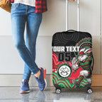 Custom Rabbitohs Luggage Cover Rabbit Mascot With Aboriginal Indigenous