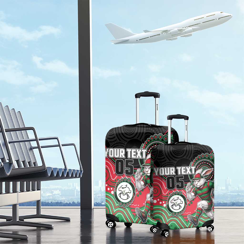 Custom Rabbitohs Luggage Cover Rabbit Mascot With Aboriginal Indigenous