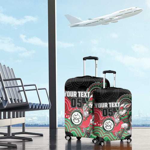 Custom Rabbitohs Luggage Cover Rabbit Mascot With Aboriginal Indigenous