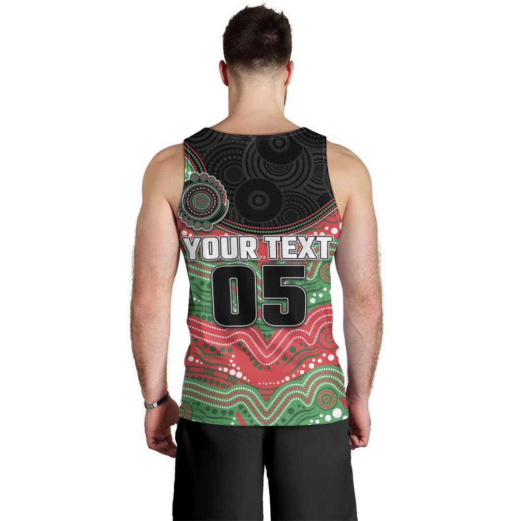 Custom Rabbitohs Men Tank Top Rabbit Mascot With Aboriginal Indigenous