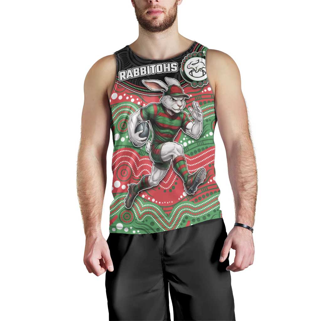 Custom Rabbitohs Men Tank Top Rabbit Mascot With Aboriginal Indigenous