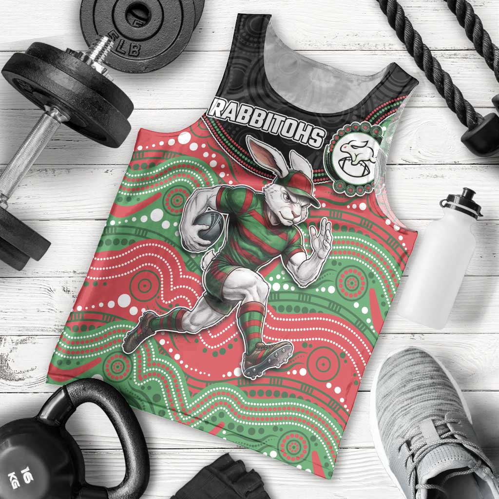 Custom Rabbitohs Men Tank Top Rabbit Mascot With Aboriginal Indigenous