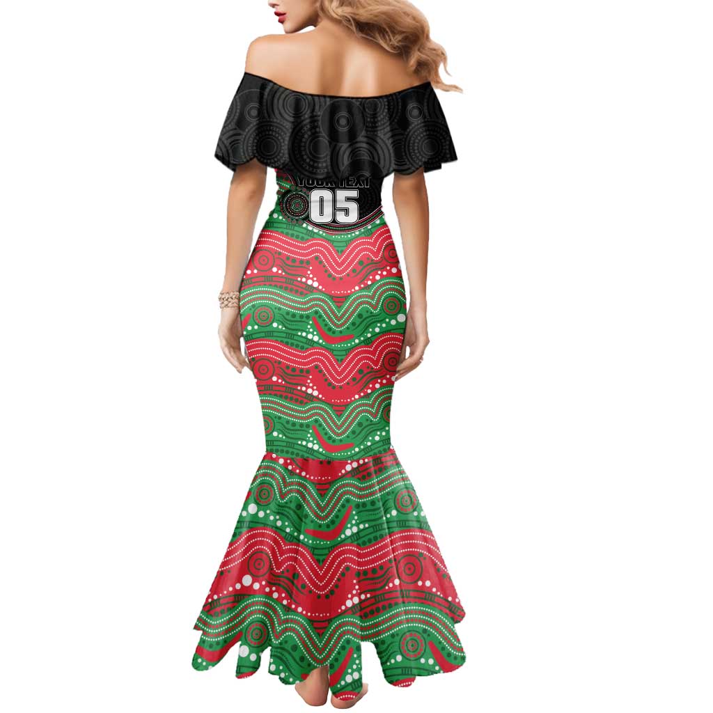 Custom Rabbitohs Mermaid Dress Rabbit Mascot With Aboriginal Indigenous