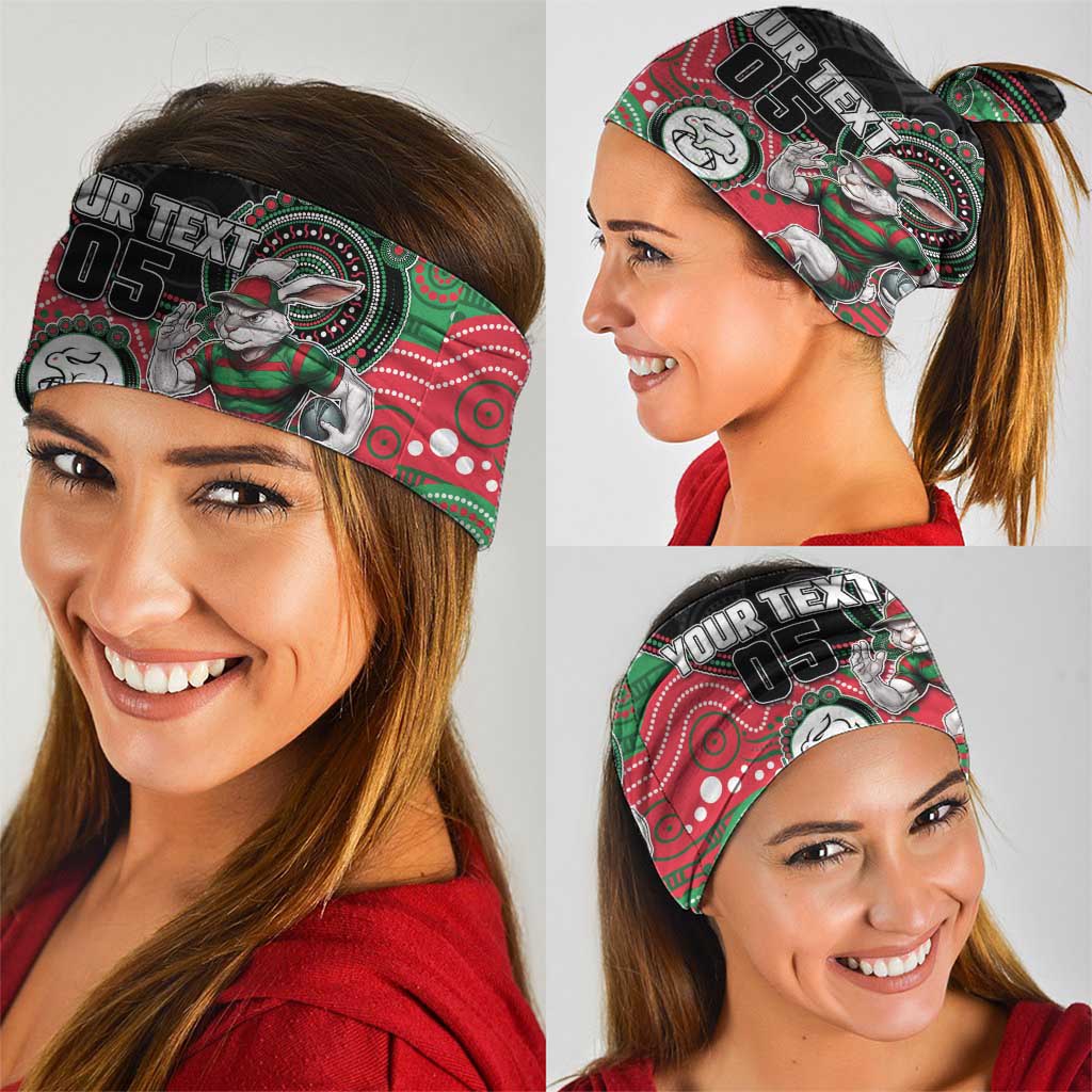 Custom Rabbitohs Neck Gaiter Rabbit Mascot With Aboriginal Indigenous