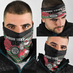 Custom Rabbitohs Neck Gaiter Rabbit Mascot With Aboriginal Indigenous