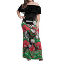 Custom Rabbitohs Off Shoulder Maxi Dress Rabbit Mascot With Aboriginal Indigenous