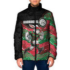 Custom Rabbitohs Padded Jacket Rabbit Mascot With Aboriginal Indigenous