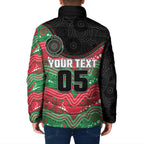 Custom Rabbitohs Padded Jacket Rabbit Mascot With Aboriginal Indigenous