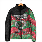 Custom Rabbitohs Padded Jacket Rabbit Mascot With Aboriginal Indigenous