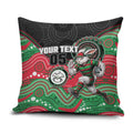 Custom Rabbitohs Pillow Cover Rabbit Mascot With Aboriginal Indigenous