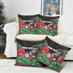 Custom Rabbitohs Pillow Cover Rabbit Mascot With Aboriginal Indigenous