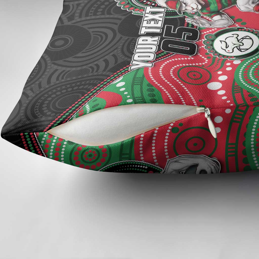 Custom Rabbitohs Pillow Cover Rabbit Mascot With Aboriginal Indigenous