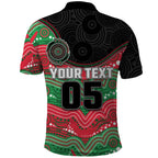 Custom Rabbitohs Polo Shirt Rabbit Mascot With Aboriginal Indigenous