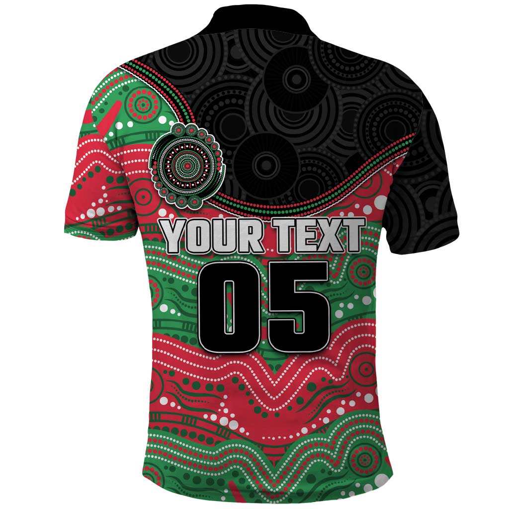 Custom Rabbitohs Polo Shirt Rabbit Mascot With Aboriginal Indigenous