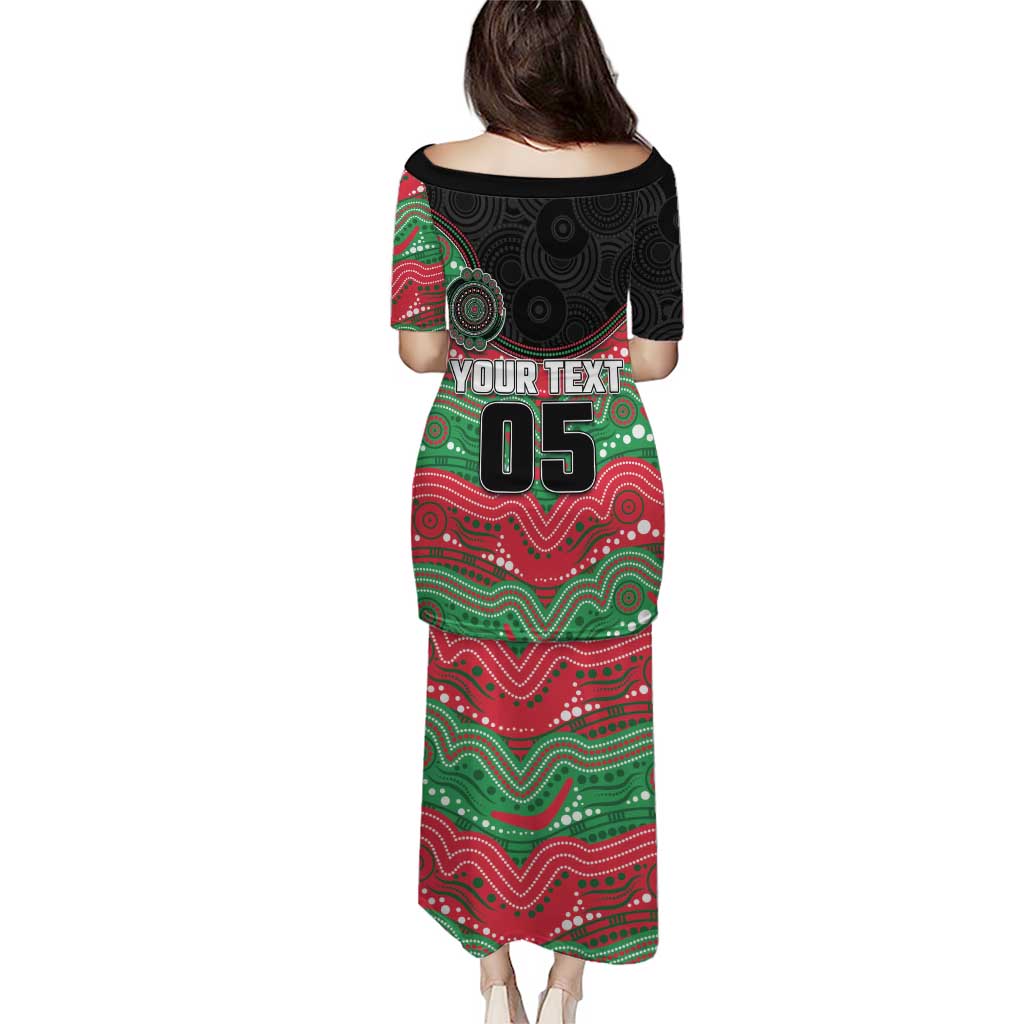 Custom Rabbitohs Puletasi Rabbit Mascot With Aboriginal Indigenous