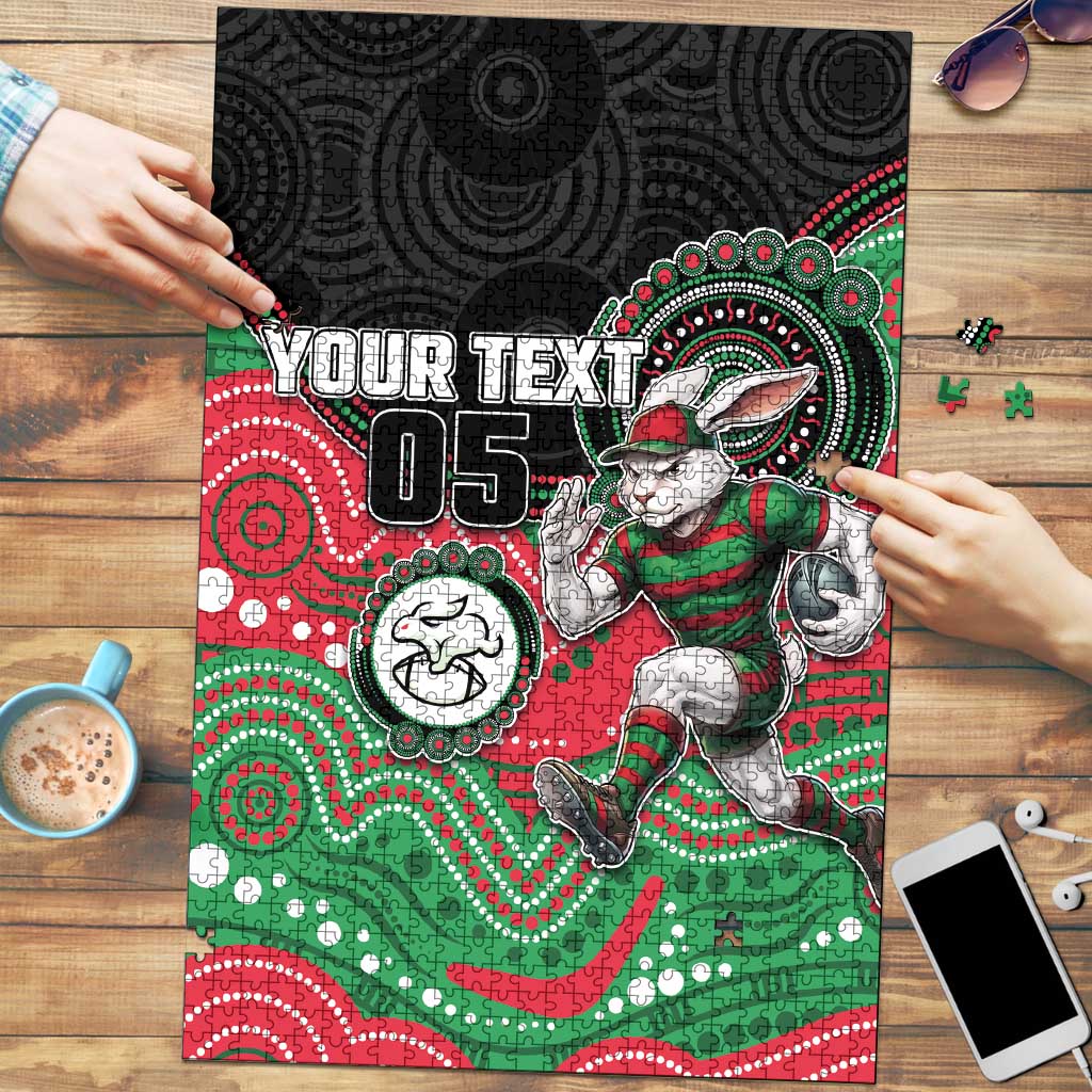 Custom Rabbitohs Puzzle Rabbit Mascot With Aboriginal Indigenous