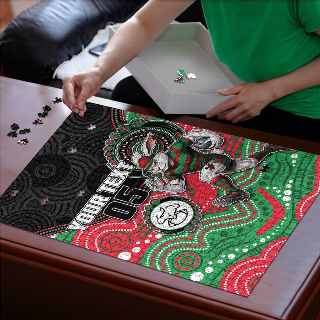 Custom Rabbitohs Puzzle Rabbit Mascot With Aboriginal Indigenous