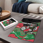 Custom Rabbitohs Puzzle Rabbit Mascot With Aboriginal Indigenous