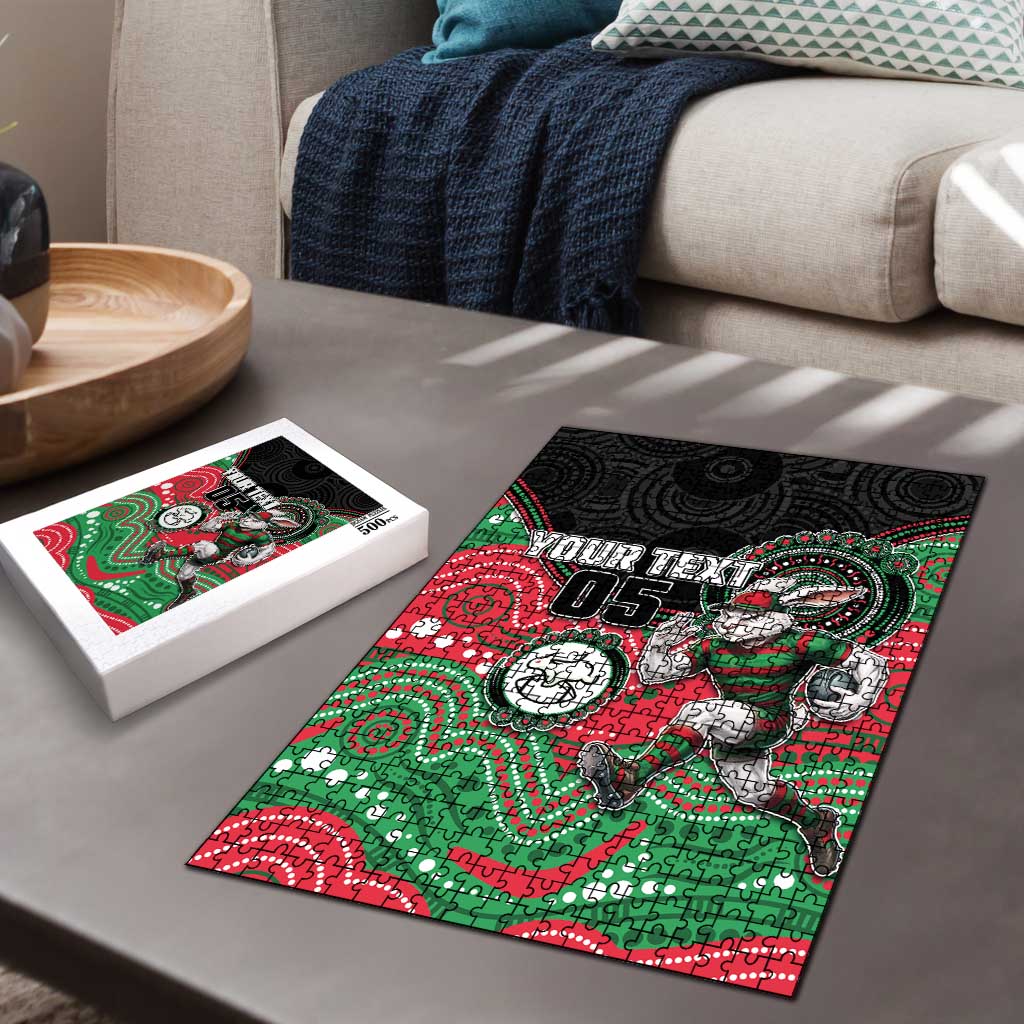Custom Rabbitohs Puzzle Rabbit Mascot With Aboriginal Indigenous