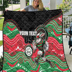 Custom Rabbitohs Quilt Rabbit Mascot With Aboriginal Indigenous