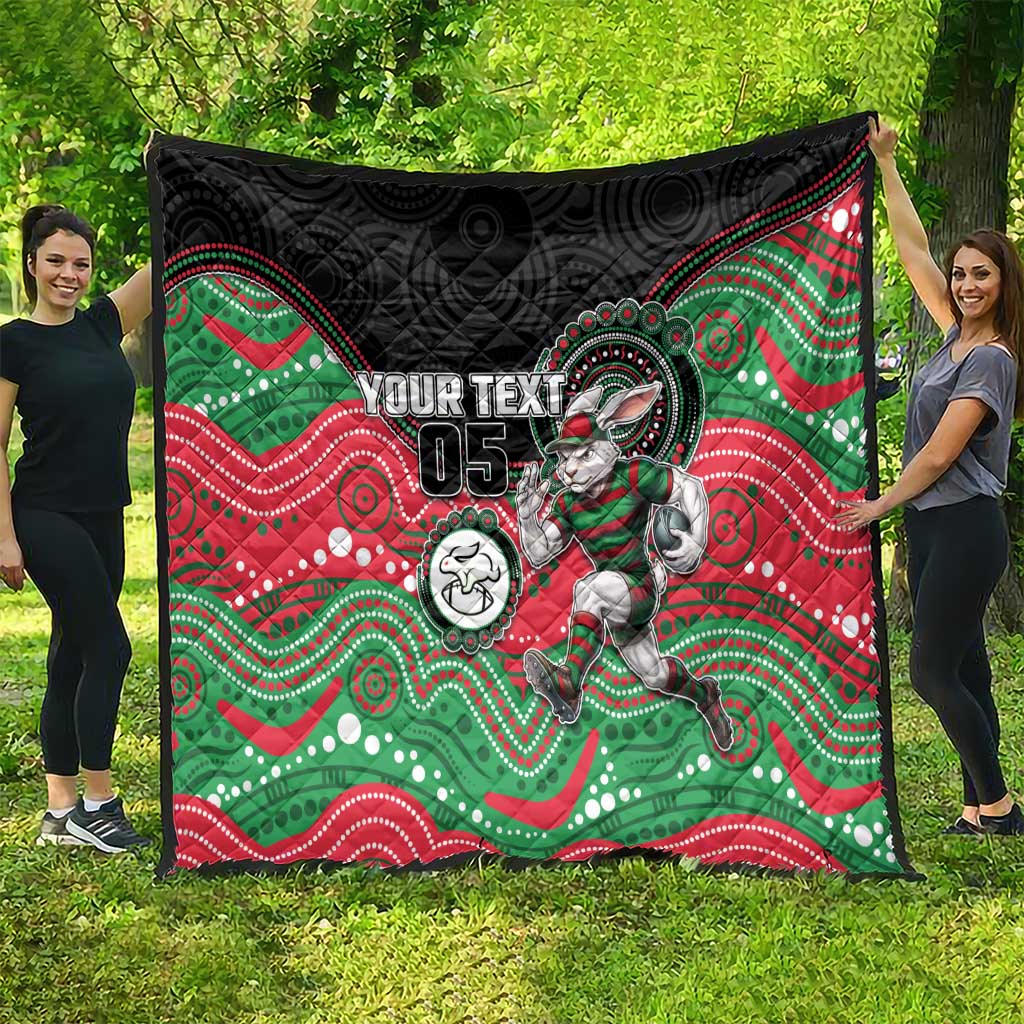 Custom Rabbitohs Quilt Rabbit Mascot With Aboriginal Indigenous