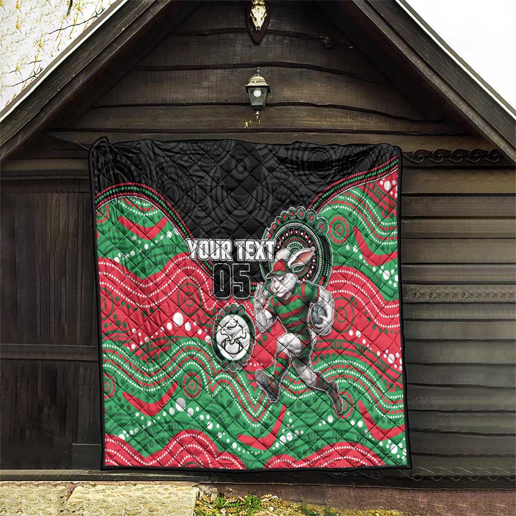 Custom Rabbitohs Quilt Rabbit Mascot With Aboriginal Indigenous