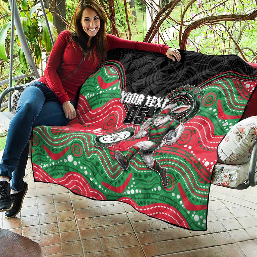 Custom Rabbitohs Quilt Rabbit Mascot With Aboriginal Indigenous