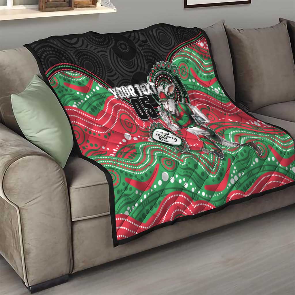 Custom Rabbitohs Quilt Rabbit Mascot With Aboriginal Indigenous