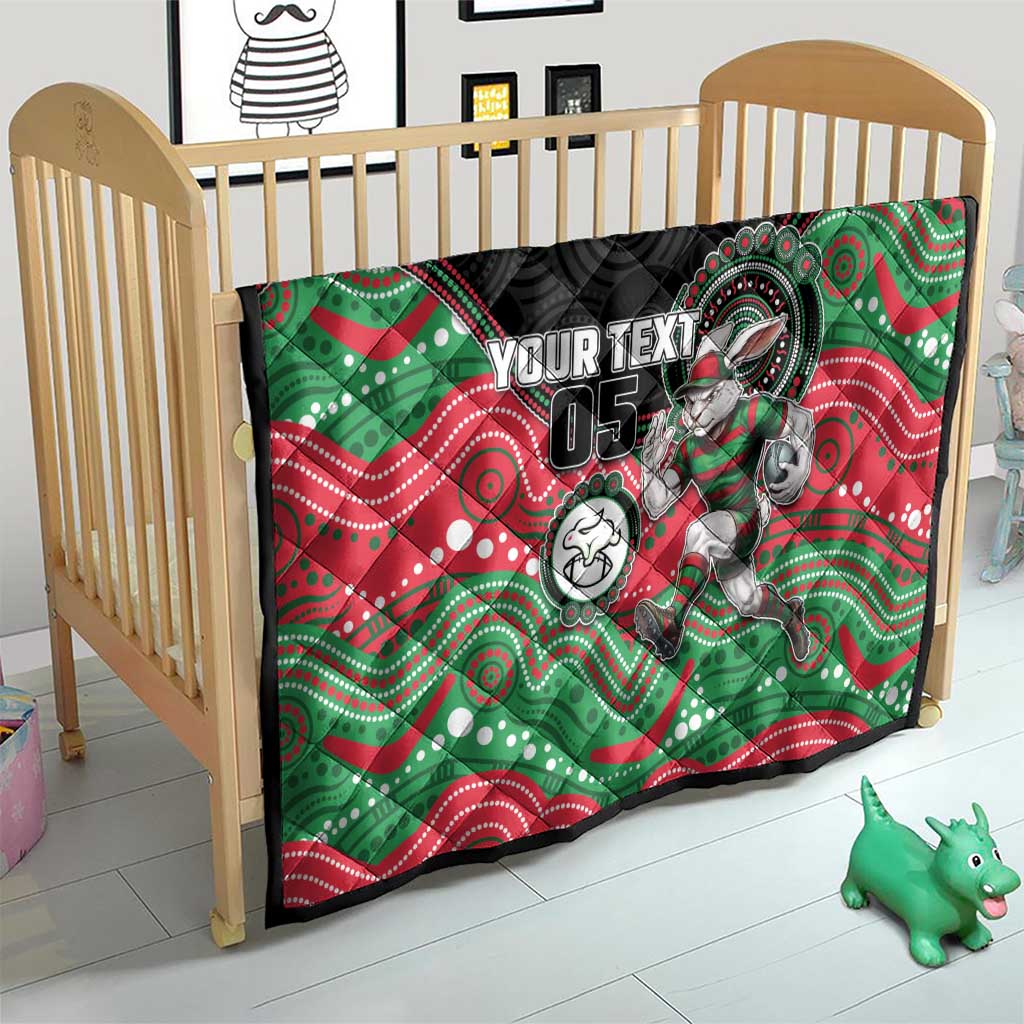 Custom Rabbitohs Quilt Rabbit Mascot With Aboriginal Indigenous
