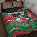 Custom Rabbitohs Quilt Bed Set Rabbit Mascot With Aboriginal Indigenous
