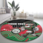 Custom Rabbitohs Round Carpet Rabbit Mascot With Aboriginal Indigenous