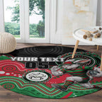Custom Rabbitohs Round Carpet Rabbit Mascot With Aboriginal Indigenous