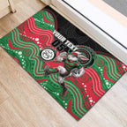 Custom Rabbitohs Rubber Doormat Rabbit Mascot With Aboriginal Indigenous
